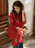 Round Neck Printed Half Sleeve Red Kurtha