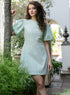 Back Tie Cotton Light Green Dress