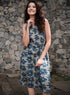 Blue Printed Front Buttoned Cotton Dress