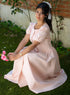 Pink Sleeve Detailed Cotton Dress