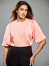 Volume Sleeve Solid Peach Top