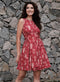 Red Printed Princess Line Corded Dress