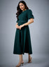 Sleeve Pleat Detailed A Line Dress