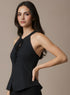 Black Halter Neck Tie Up Top