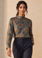 Green Printed Long Sleeve Chiffon Top