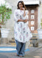 Round Neck Printed Half Sleeve Off-white Kurtha