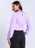 Long Sleeve Round Neck Lavender Satin Top