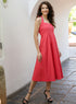 Halter Sweetheart Neck Cotton Red Dress