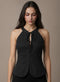 Black Halter Neck Tie Up Top