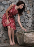 Red Printed Princess Line Corded Dress
