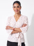 Micro Printed Waist Tie Top