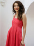 Halter Sweetheart Neck Cotton Red Dress