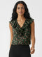 V Neck Floral-Printed Front Button Top