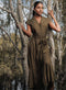 Khaki Lapel Collar Waist Tie Shirt Dress