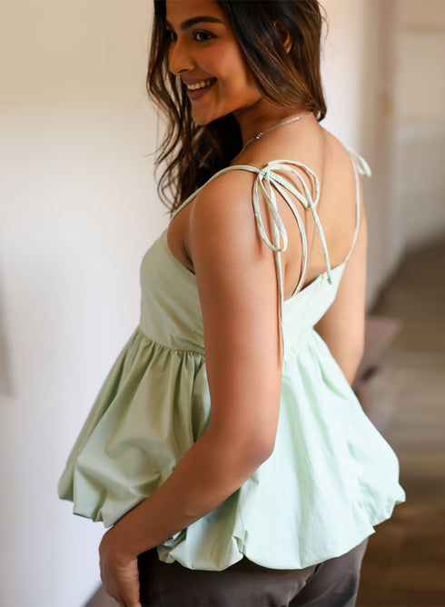 Strappy Balloon Peplum Mint