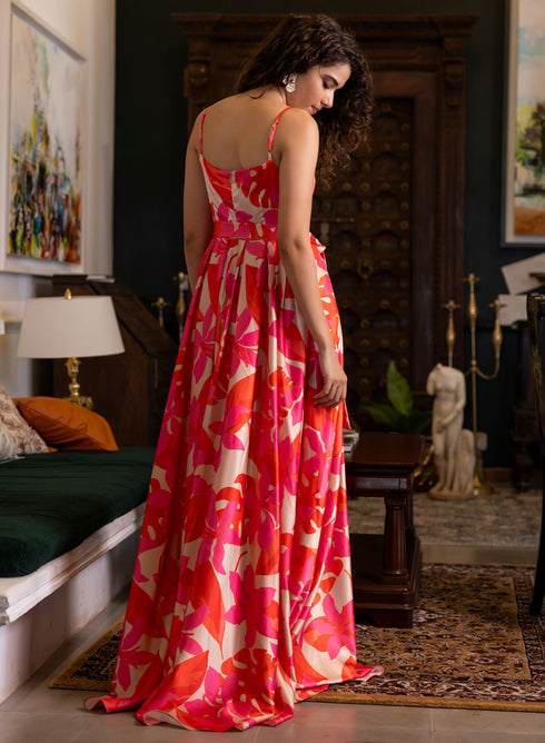 Bra Cut Printed Maxi Dress