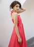 Halter Sweetheart Neck Cotton Red Dress