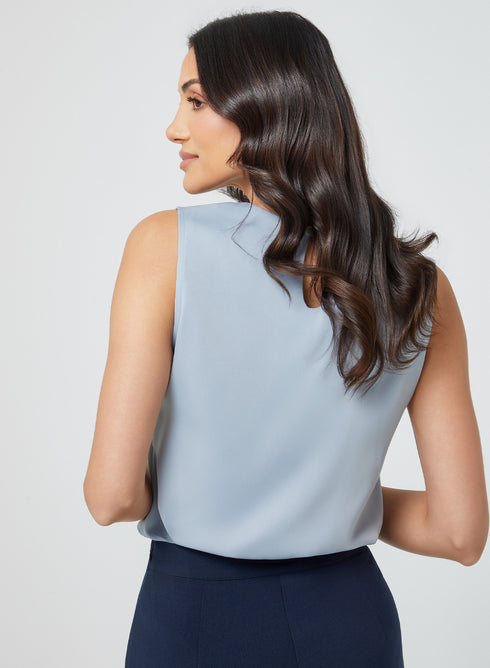Satin Sleeveless Light Blue Top