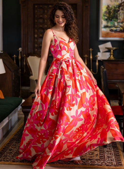 Bra Cut Printed Maxi Dress