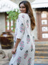 Round Neck Printed Half Sleeve Off-white Kurtha
