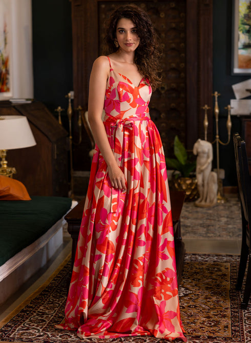 Bra Cut Printed Maxi Dress