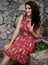 Red Printed Princess Line Corded Dress
