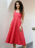 Halter Sweetheart Neck Cotton Red Dress