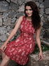 Red Printed Princess Line Corded Dress