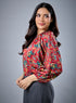 Long Sleeve Bold Red Floral Top