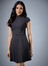 Short Sleeve Gray Belted Dress