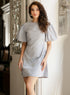 Back Tie Cotton Mini Grey Dress