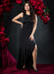 Elegant Cord Back Satin Maxi Dress