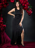 Elegant Cord Back Satin Maxi Dress