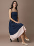 Navy Pink Border Detail Maxi Dress