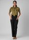 Gold Neck Tie Short Sleeve Top