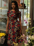 Printed Red Floral Short Sleeve Midi Dress