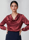 Maroon Long Sleeve Cowl Neck Top