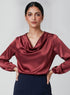 Maroon Long Sleeve Cowl Neck Top