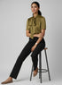 Gold Neck Tie Short Sleeve Top