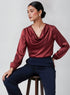 Maroon Long Sleeve Cowl Neck Top