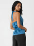 Cowl Neck Teal Blue Satin Top