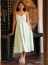 Deep V Neck Cotton Midi Dress Mint