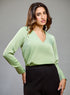 Satin Deep VNeck Light Green Top