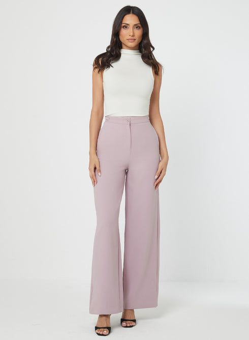 Pink Waist Tab detailed Formal Pant