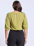 Half Sleeve Solid Green Chiffon Top