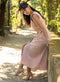 Dark Pink Front Buttoned Sleeveless Dress