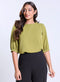 Half Sleeve Solid Green Chiffon Top
