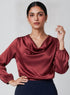 Maroon Long Sleeve Cowl Neck Top