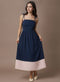 Navy Pink Border Detail Maxi Dress
