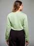 Satin Deep VNeck Light Green Top